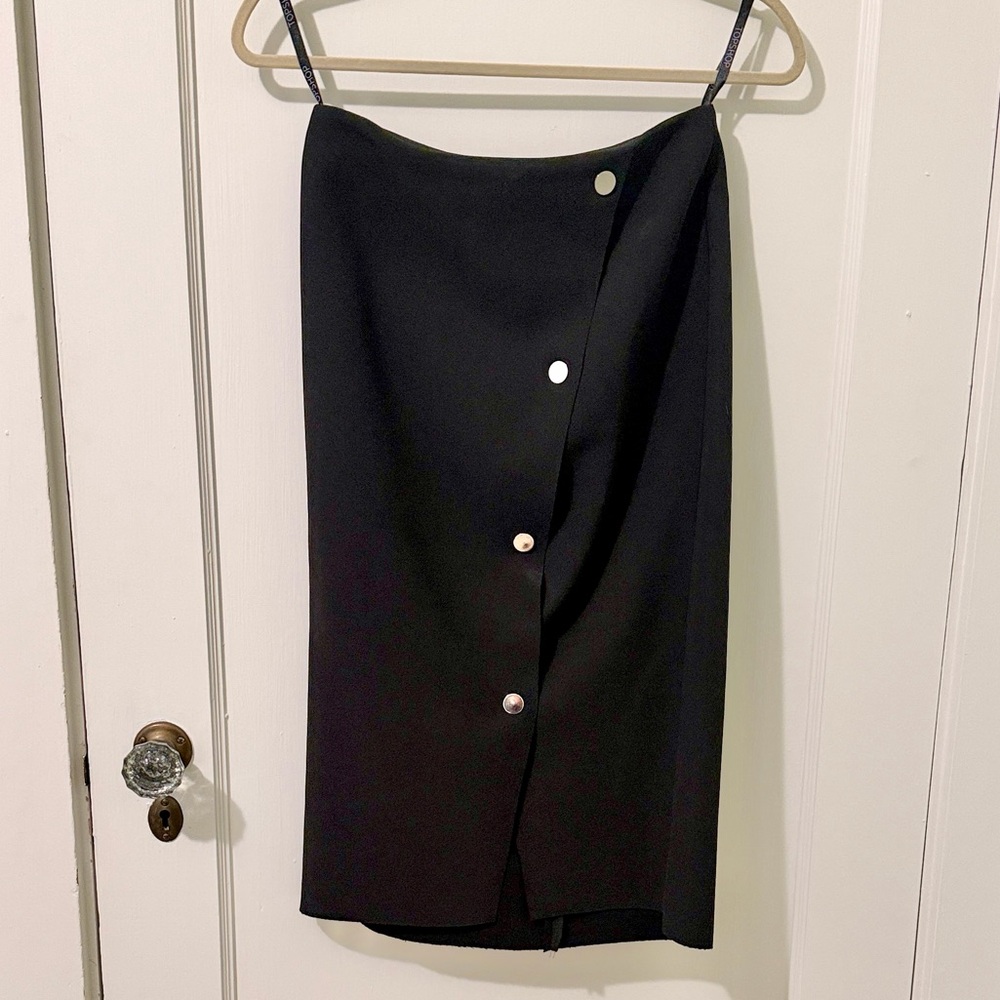 Topshop Black Pencil Skirt with Button Detail